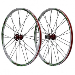 ZNND Spares ZNND 26-inch Mountain Wheel Set Bicycle Aluminum Alloy Double-layer Rim Quick Release Disc Brake Hub Bike Wheelset For 7 / 8 / 9 Speed Flywheel (Color : Red Hub, Size : Blue logo)