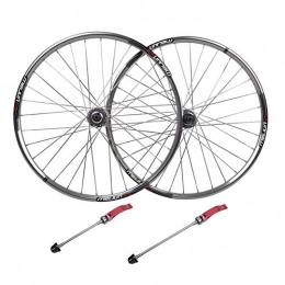 ZNND Spares ZNND 26 Inch Silver Wheelset, Mountain Bike Disc Brake Wheel Polished Flat Spokes Alloy Hub Quick Release