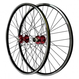 ZNND Mountain Bike Wheel ZNND 26'' Mountain Bike Bike Wheels, Double Wall Aluminum Alloy Rim Front 2 Rear 4 Bearing Hub Disc V Brake (Color : Red)