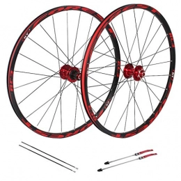ZNND Mountain Bike Wheel ZNND 27.5 Inch Mountain Bike Wheelset, Disc Rim Brake Double Wall Aluminum Alloy Quick Release Sealed Bearings 8 9 10 Speed 26 MTB Wheels (Color : Red, Size : 26inch)