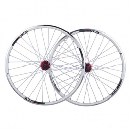 ZNND Spares ZNND Bike Wheelset 26, Double Wall MTB Mountain Bike Sealed Bearings Hub V-Brake Hybrid / Disc Brake 9 / 10 / 11 Speed (Color : White, Size : 26inch)