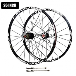 ZNND Mountain Bike Wheel ZNND Bike Wheelset 26, MTB Double Wall Ultralight Carbon Fiber Mountain Cycling Wheels Disc Brake 24 Hole 7 8 9 10 Speed 100mm (Size : 26 inch)