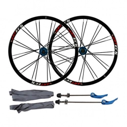 ZNND Spares ZNND Mountain Bike Bicycle Wheelset, 26in Six Holes Disc Brake Wheel Aluminum Alloy Flat Spokes Cycling Wheelsets (Color : Blue hub, Size : 26in)