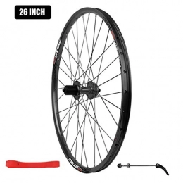 ZNND Mountain Bike Wheel ZNND Mountain Bike Rear Wheel, 26" Double Wall MTB Cycling Quick Release Hybrid Sealed Bearing 32 Hole Disc Brake 7 8 9 10 Speed (Color : Black)