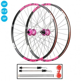 ZNND Spares ZNND Mountain Bike Wheelset 26" 27.5" 29" Double Wall Rim QR Disc Hub for 8-12 Speed Cassette Pink (Size : 26")