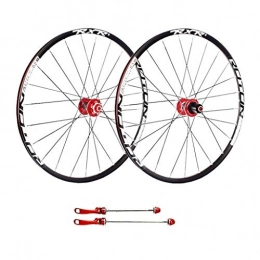 ZNND Mountain Bike Wheel ZNND Mountain Bike Wheelset 26, Double Wall Aluminum Alloy Disc Rim Brake 7 8 9 10 Speed Sealed Bearings Quick Release Hub (Color : Red, Size : 27.5inch)