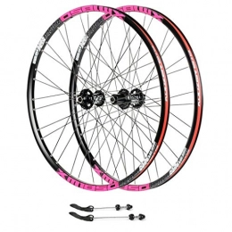 ZNND Mountain Bike Wheel ZNND Mountain Bike Wheelset, Aluminum Alloy CNC Double Wall Quick Release V-Brake 26 / 27.5 Cycling Wheels Disc Brake 8 9 10 11 Speed 135mm (Color : Pink, Size : 27.5inch)