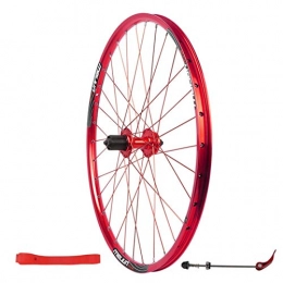 ZNND Spares ZNND Mountain Cycling Rear Wheel, Double Wall Rim 32 Holes Disc Brake 7 / 8 / 9 / 10 Speed Flywheel 26" Bike Single Wheel (Color : Red, Size : 26in)
