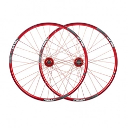 ZNND Spares ZNND MTB 26" Bike Wheel Set Bicycle Double Wall Alloy Rim Mountain Bike Wheel Set Quick Release Disc Brake 32 Hole 7 8 9 10 Speed (Color : Red)