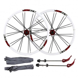 ZNND Mountain Bike Wheel ZNND MTB 26" Wheels, Mountain Bike Double Wall Rims Alloy Hub Wheelset - Black / White (Color : White)