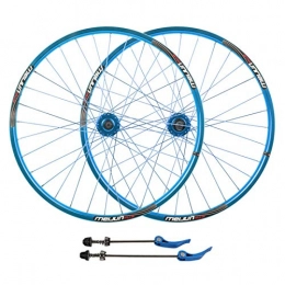 ZNND Spares ZNND MTB Bicycle Wheelset 26" For Mountain Bike Double Wall Alloy Rim Disc Brake 7-10 Speed Card Hub Sealed Bearing Quick Release 32hole (Color : Blue)