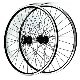 ZNND Spares ZNND MTB Bicycle Wheelset 26" For Mountain Bike Wheels Double Wall Alloy Rim Disc / V Brake 7-11 Speed Ultralight Hub QR 32H Sealed Bearing (Color : Black hub)