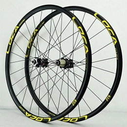 ZNND Mountain Bike Wheel ZNND MTB Bike Wheelset 26 / 27.5 / 29 Inch Mountain Bicycle Wheel Set Quick Release Straight Pull 4 Palin Disc Brake Rim Six Claw 8-12 Speed Cassette Hub (Color : Black Hub gold label, Size : 26in)