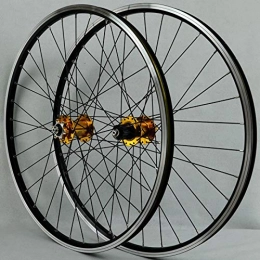 ZNND Spares ZNND MTB Bike Wheelset 26 Inch Ultralight Mountain Bicycle Rims Front 2 Rear 4 V Brake Disc Brake Double Layer Alloy Wheel 7 8 9 10 11 Speed (Color : Gold hub)