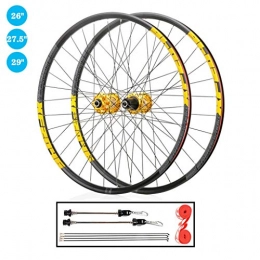 ZNND Mountain Bike Wheel ZNND MTB Wheel 26" 27.5" 29" Mountain Bike Wheelset QR Double Wall Rim Disc Brake Hub for 8-12 Speed Cassette Gold (Size : 26")
