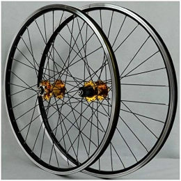ZPPZYE Mountain Bike Wheel ZPPZYE Mountain Bike 26 inch V Brake Wheelset, Double Wall Aluminum Alloy Bicycle Wheel Rim Hybrid / Mountain for 7 / 8 / 9 / 10 / 11 Speed (Color : Gold, Size : 26 inch)