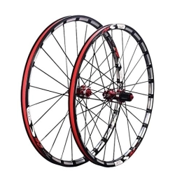 ZWB Mountain Bike Wheel ZWB 26 Inch Bike Wheelset, Mtb Cycling Wheels 27.5 Inch Mountain Bike Quick Release 5 Palin Bearing 7 8 9 10 11 Speed (Color : S60 Red Black wheel set, Size : 27.5 in)