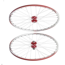 ZWB Spares ZWB Bicycle Wheels 26 Inch Mountain Bike, Front 2 Bearing Rear 4 Bearing Hub Alloy Rim Quick Release Wheel Sets for Disc Brakes (Color : Red Wheel set, Size : 26 in)