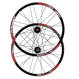ZWB Spares ZWB Bicycle Wheelset Hybrid Mountain Bike Wheels Double Wall MTB Rim Disc Brake Ultra Light Quick Release 24H 9 / 10 / 11 Speed (Color : Black and Red, Size : 27.5 in)