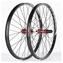 ZWB Spares ZWB Carbon Wheels Mtb Bike Wheel Set 26" / 27.5" / 29" Mountain Disc Double Wall, Disc Rim Brake Double Wall Rims Sealed Bearings (Color : Red hub wheel set, Size : HT26 in)