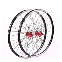 ZWB Mountain Bike Wheel ZWB Mountain Bike Wheel Hub Set Wheel Maste 26"alloy Mountain Disc Double Wall MTB Bicycle Wheelset Disc Brake Quick Release barrel shaft (Color : Red circle wheel set, Size : 26 in)