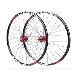 ZWB Mountain Bike Wheel ZWB Mountain Bike Wheel Set 26 / 27.5 Inch Alloy Mountain Disc Double Wall Quick Release Disc Brake Carbon Fiber Hub 24 Holes 7-8-9-10 Speed (Color : Black red, Size : 26 in)
