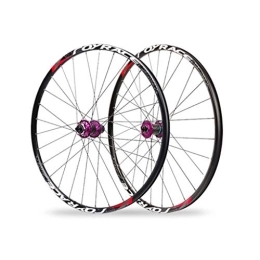 ZWB Spares ZWB Mountain Bike Wheel Set 26 / 27.5 Inch Double Wall Quick Release Rim Disc Brake 120 Ring Carbon Fiber Hub 24 Holes 7-8-9-10 Speed Release (Color : Black purple, Size : 27.5 in)
