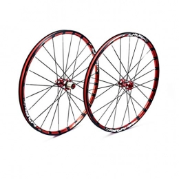 ZWB Spares ZWB Mountain Bike Wheel Sets 26 In / 27.5In Bicycle Cassette Hub Wheel Set Mountain Bike Front And Rear Flywheel Set Alloy Mountain Disc Double Wall (Color : Black red set, Size : 27.5in)