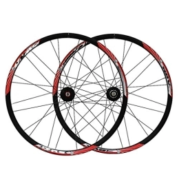 ZWB Mountain Bike Wheel ZWB MTB Bike Wheel Set 26 Inch Double Wall Rim Sealed Bearing Mountain Cycling Wheelset Hub Disc Brake Wheel Set Quick Release Aluminum Alloy Double Circle (Color : Black and Red, Size : 26 in)