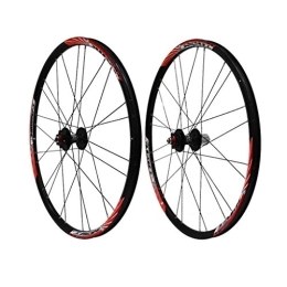 ZWB Mountain Bike Wheel ZWB MTB Cycling Wheels 26 Inch Mountain Bike Wheelset Disc Brake Wheel Set Quick Release Aluminum Alloy Double Circle (Color : Black and Red, Size : 26 in)