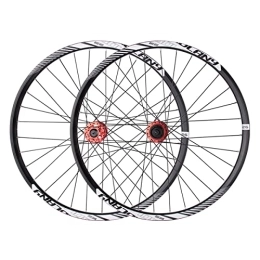 ZYHDDYJ Spares ZYHDDYJ Bicycle Wheelset 26 27.5 29 Inch Bicycle Wheelset Disc Brake Mountain Bike Wheel Set Aluminum Alloy Double Layer Rim 32H Front Rear Wheel American Valve (Color : Red hub, Size : 26 inch)