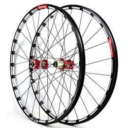 ZYHDDYJ Spares ZYHDDYJ Bicycle Wheelset 26 27.5 29 Inch MTB Bike Wheelset Mountain Bike Wheel Set Aluminum Alloy Rim Red Front Rear Wheels For 7-12 Speed 24H QR (Size : 26 INCH)