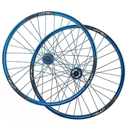 ZYHDDYJ Spares ZYHDDYJ Bicycle Wheelset 26 Inch Bike Wheels, Front + Rear Bicycle Wheelset Disc Brake Quick Release 32H Double Wall MTB Wheels Cycling Rim For 7 8 9 10 Speed Cassette (Color : Blue)