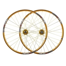 ZYHDDYJ Spares ZYHDDYJ Bicycle Wheelset 26 Inch Bike Wheelset Bicycle Front Rear Wheel Double Wall MTB Rim 32H Quick Release Cycling Wheels For 7 8 9 10 Speed Cassette For 26 * 1.75-2.3 (Color : Gold)