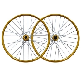 ZYHDDYJ Spares ZYHDDYJ Bicycle Wheelset 26 Inch Bike Wheelset, Front + Rear Wheel Set MTB Bicycle Double Wall Alloy Rim Disc Brake Quick Release 32 Hole For 7-8-9 Speed (Color : Gold)