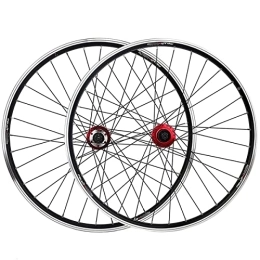 ZYHDDYJ Spares ZYHDDYJ Bicycle Wheelset 26 Inch Bike Wheelset MTB 32 Spokes 7 / 8 / 9 Speed Flywheel Aluminum Alloy Double Layer Disc Brake Rim Ball Bearing Schrader Valve (Color : Black A)