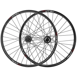 ZYHDDYJ Spares ZYHDDYJ Bicycle Wheelset 26 Inch Bike Wheelset MTB Aluminum Alloy Double Layer Disc Brake Rim 7-9 Speed Flywheel 32 Spokes Ball Bearing (Color : Black A)