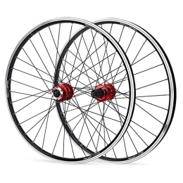 ZYHDDYJ Spares ZYHDDYJ Bicycle Wheelset Bicycle Wheelset 26inch MTB Mountain Bike Wheelset Aluminum Alloy Disc / V Brake Quick Release Black Rim Red Hub For 7-10 Speed 32H