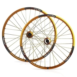 ZYHDDYJ Spares ZYHDDYJ Bicycle Wheelset Bicycle Wheelset MTB Mountain Bike Wheel 26inch Disc Brake Quick Release Aluminum Alloy Rim Supports 1.35-2.35 Tires (Color : Gold)