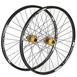 ZYHDDYJ Spares ZYHDDYJ Bicycle Wheelset Mountain Bike Wheelset 26" / 27.5" / 29" 32H Carbon Hub Aluminum Alloy Rim MTB Bicycle Wheels Quick Release 8 9 10 11 Speed Disc Brake (Color : Gold, Size : 27.5inch)