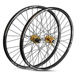 ZYHDDYJ Spares ZYHDDYJ Bicycle Wheelset Mountain Bike Wheelset 26inch Aluminum Alloy Disc Brake MTB Bicycle Wheelset With QR 32H For 7 / 8 / 9 / 10 / 11 / 12 Speed (Color : Gold)