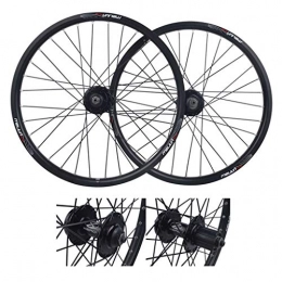 Zyy Spares Zyy 20inch Bicycle Wheelset, Double Wall MTB Rim Quick Release V-Brake Hybrid / Mountain Bike Hole Disc 7 8 9 10 Speed Brackets Hubs (Color : Black)