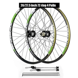 Zyy Spares Zyy 26 27.5 29 Inch MTB Bike Wheelset, Cycling Wheels Mountain Bike Disc Brake Quick Release 4 Palin Bearing 8 9 10 11 Speed Brackets Hubs (Color : Green, Size : 27.5inch)