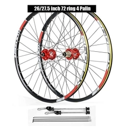 Zyy Spares Zyy 26 27.5 29 Inch MTB Bike Wheelset, Cycling Wheels Mountain Bike Disc Brake Quick Release 4 Palin Bearing 8 9 10 11 Speed Brackets Hubs (Color : Red, Size : 29inch)