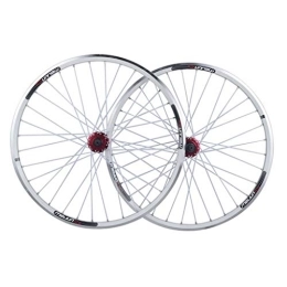 Zyy Spares Zyy 26 Bike Wheelset, Double Wall MTB Rim Quick Release V-Brake Hybrid / Mountain Bike Hole Disc 7 8 9 10 Speed Brackets Hubs (Color : White, Size : 26inch)