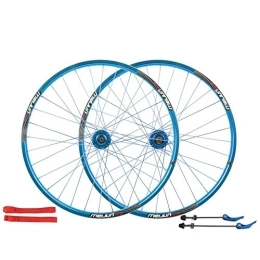 Zyy Spares Zyy 26 inch mountain of bicycle wheel disc brake 7 / 8 / 9 / 10 speed 32 hole before and after the bicycle wheel Aluminum Alloy bicycle wheels 2113g (Color : Blue)