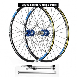 Zyy Spares Zyy 27.5 Inch Bike Bicycle Wheelsets, 29inch Double Wall Aluminum Alloy MTB Rim Disc Brake Hybrid 32 Hole Disc 8 9 10 Speed 100mm Brackets Hubs (Size : 26inch)