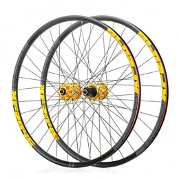 Zyy Spares Zyy 27.5 Inch MTB Bike Wheelset, Double Wall Quick Release Sealed Bearings Hub Cycling Wheels 32 Hole Disc Brake 8 9 10 Speed Brackets Hubs (Color : Yellow, Size : 27.5inch)