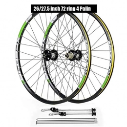 Zyy Spares Zyy 29 Inch Bike Bicycle Wheelsets, 26 Inch Double Wall Aluminum Alloy MTB Rim Disc Brake Hybrid 32 Hole Disc 8 9 10 Speed 100mm Brackets Hubs (Color : Green, Size : 27.5inch)