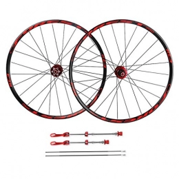 Zyy Spares Zyy Mountain Bike Wheelset 26 27.5 Inch, Double Wall Quick Release Sealed Bearings MTB Wheels Disc Brake 24 Hole 8 9 10 Speed Brackets Hubs (Color : Red, Size : 26inch)